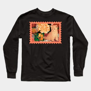 Ginger Kitten and Flower Collage Long Sleeve T-Shirt